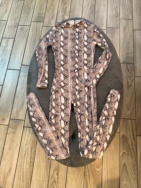 Naked wardrobe Snakeskin Print Jumpsuit